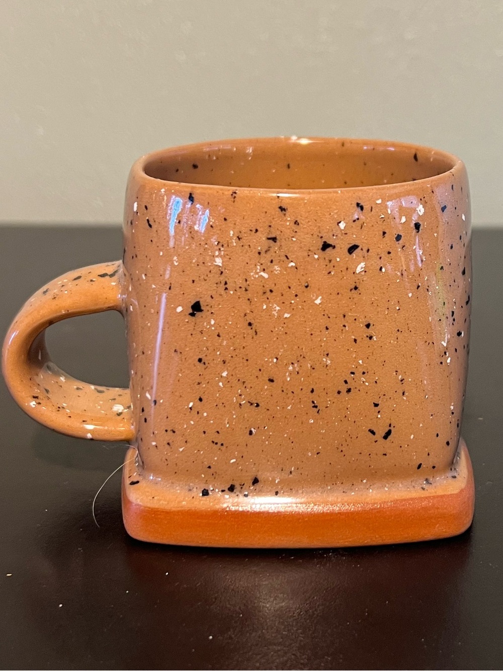 Handcrafted Hand Thrown Studio Art Pottery Square-Bottomed Speckled Cup Mug - Picture 3 of 13